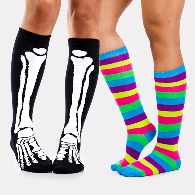 shop socks - skeleton socks and women's pinata socks