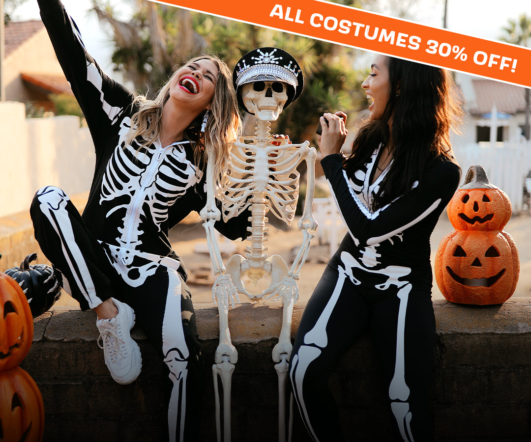 shop women's costumes - women's skeleton costume and women's skeleton bodysuit costume