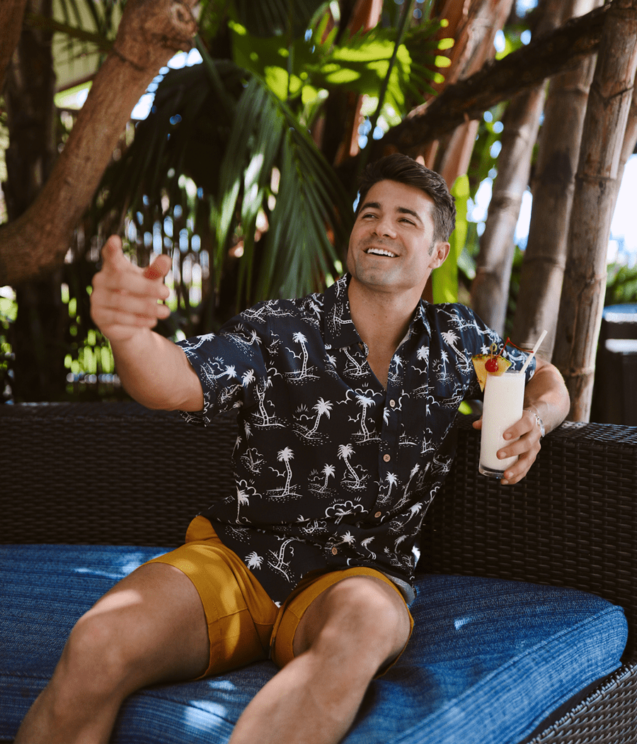 Men's Monochrome Moonlight Hawaiian Shirt Image 2