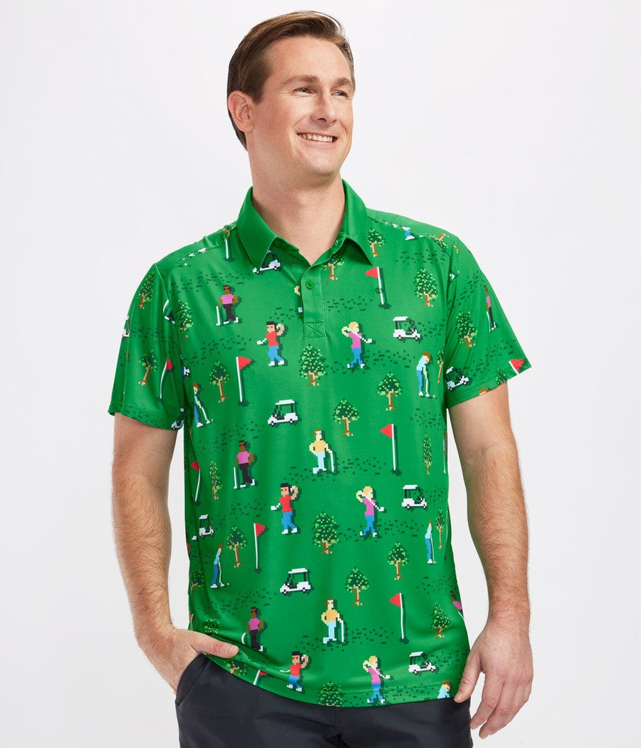 Men's 8-Bit Birdie Golf Polo Image 2