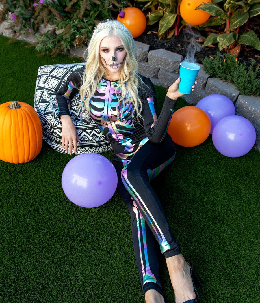 Iridescent Skeleton Bodysuit Costume Image 2